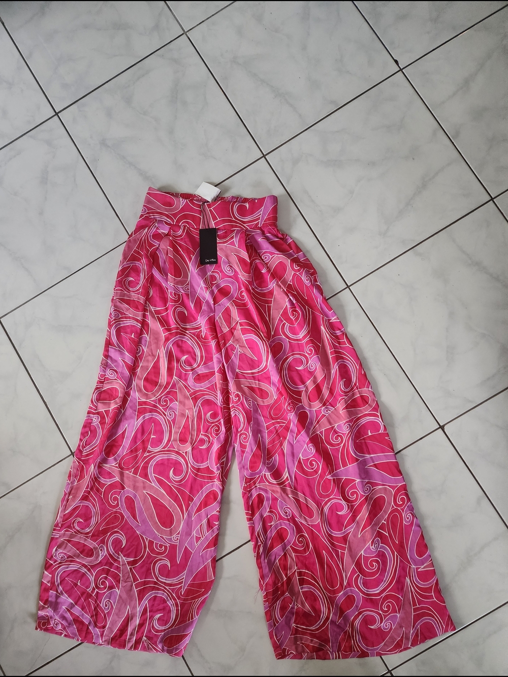 Women's Pink Wide-Leg Printed Pants